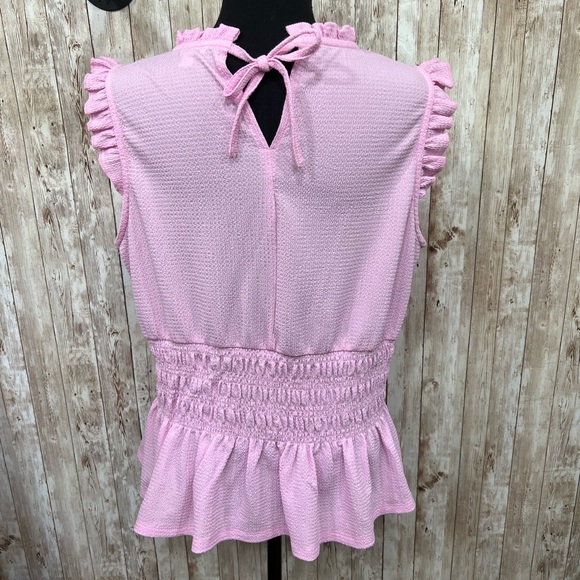 Cato Pink Ruffled Flutter Sleeve Blouse - Picture 3 of 9